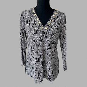 Michael Kors Paisley Print Stretch Jersey  Blouse
